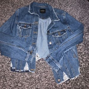 Distressed jean jacket
